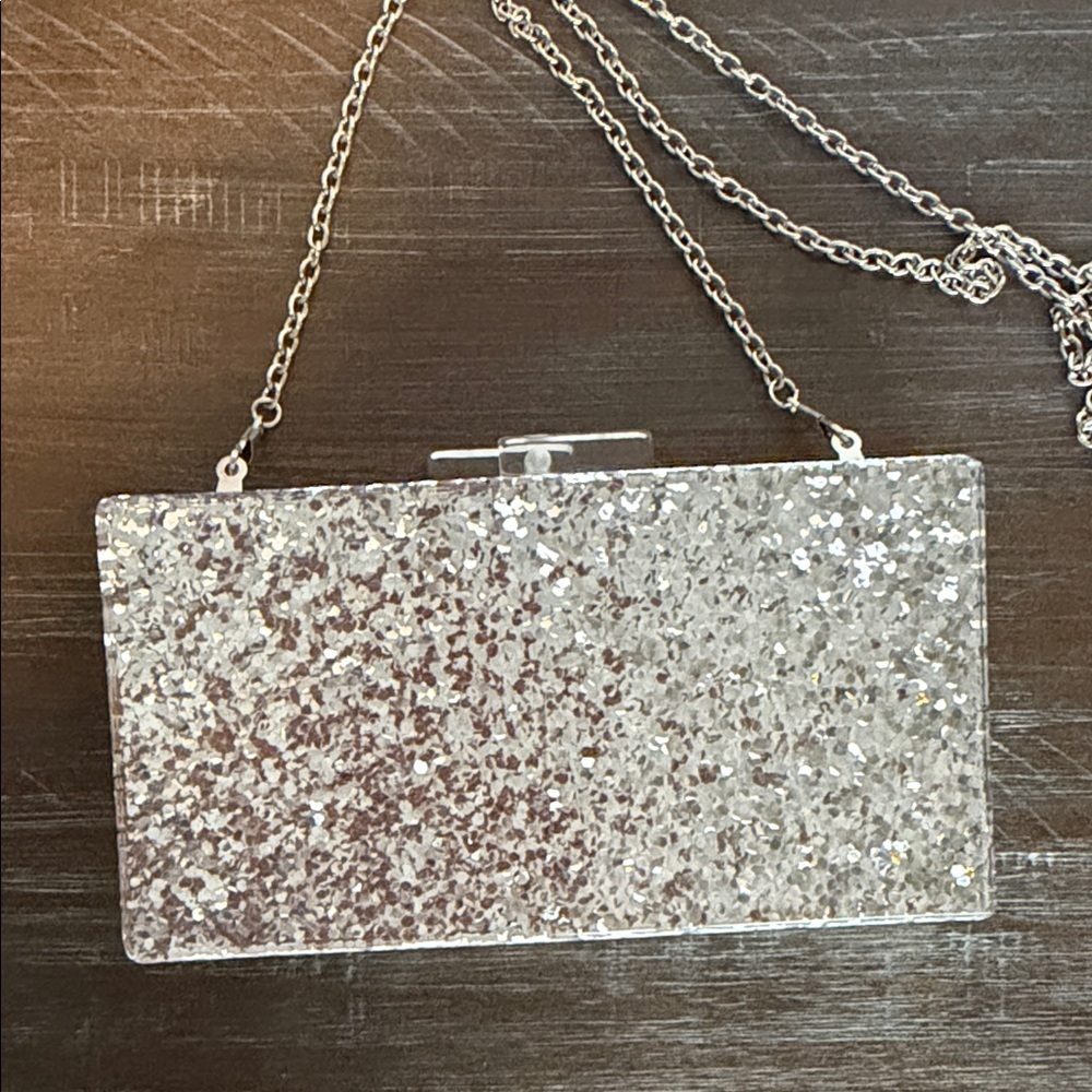 Evil Eye Acrylic Clutch Silver Eye Design Clutch Chain Shoulder Bag Glitter EUC - Picture 5 of 8